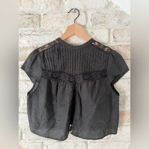 Reformation Cropped Linen & Lace Top